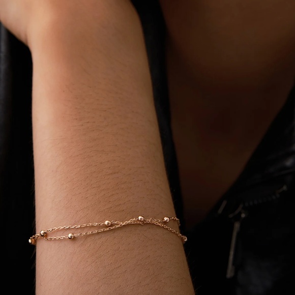[Joopita] 14K Vermeil Duo Gold Chain Bracelet - Picture 3 of 8